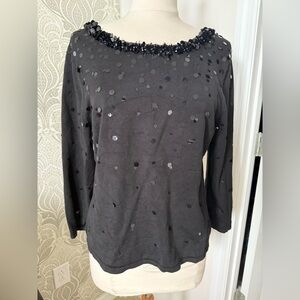 Talbots Black Sequin Embellished Blouse